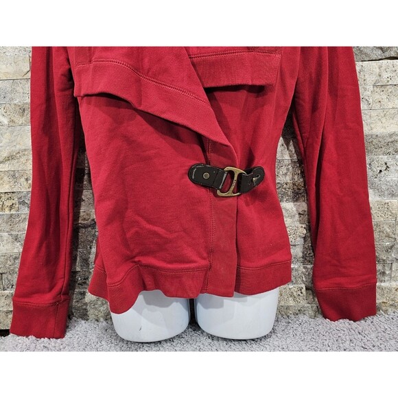 Vtg Ralph Lauren Womens Wrap Cardigan Shawl Collar Buckle French Terry Red Small - Picture 5 of 16